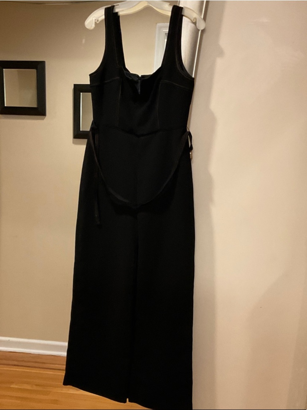 Topshop Black Sleeveless Wide-Leg Jumpsuit with Waist Tie